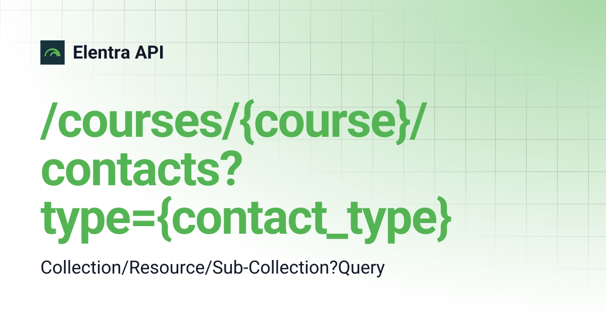 /courses/{course}/contacts?type={contact_type} | Elentra API
