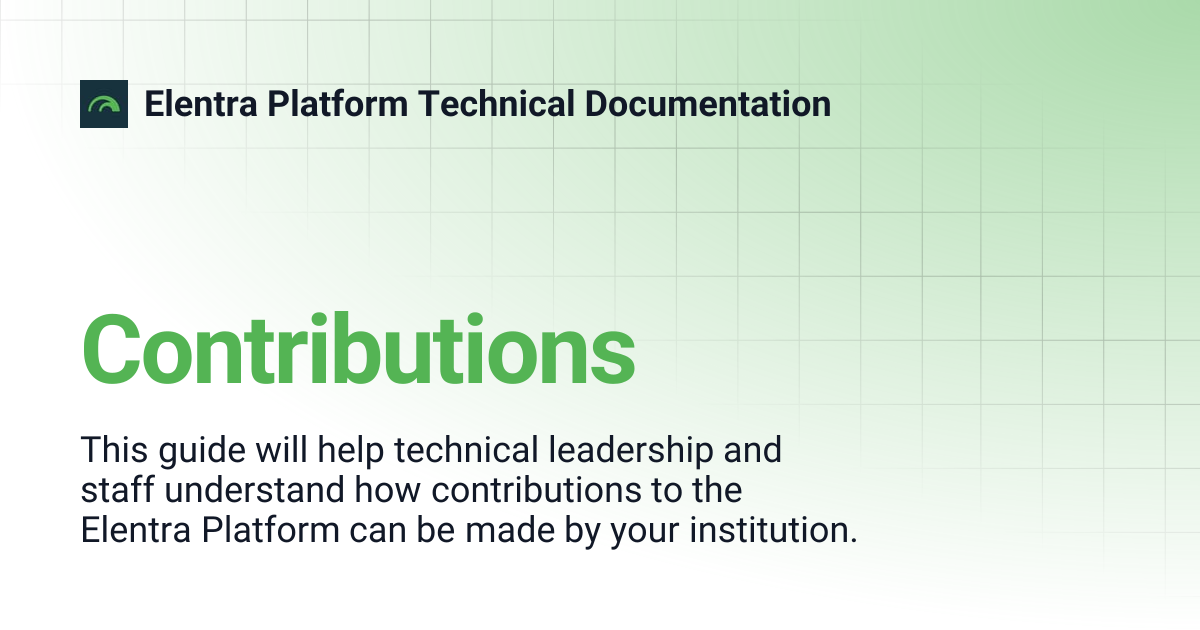 Contributions | Elentra Platform Technical Documentation